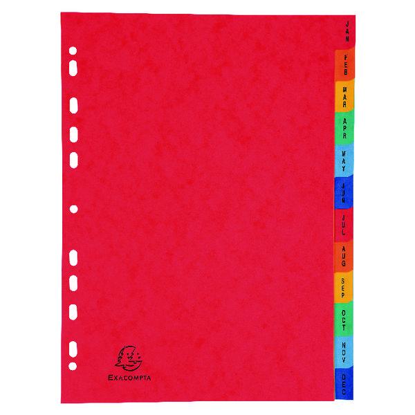 Exacompta Europa Coloured Pressboard Index 12-Part January-December A4 3109Z