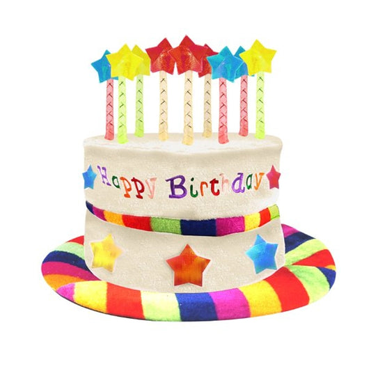 Rainbow Birthday Cake Hat with 9 Candles