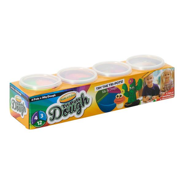 Set of 4 90g Tri-pots Modelling Clay Dough