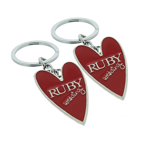 Wendy Jones Blackett Designer Ruby anniversary Set of 2 Keyrings