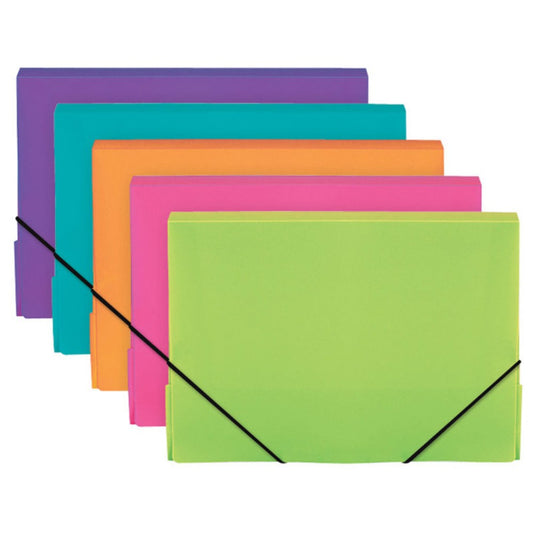 A4 Elasticated Box Files - Assorted Neon Colours 