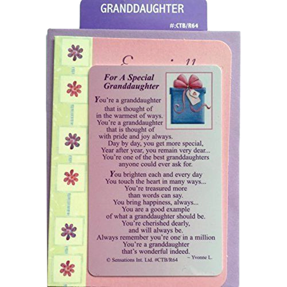 For A Special Granddaughter........ Sentimental Keepsake Wallet / Purse Card