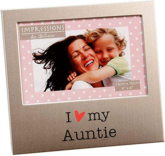 I Love My Auntie Brushed Aluminium 4" x 6" Photo Picture Frame