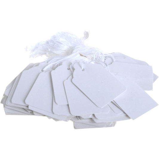 Box of 1000 8x19mm White Strung Ticket Tag Labels