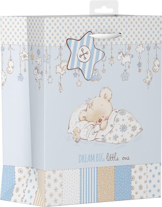 Pack of 12 Baby Bear Blue Medium Gift Bags