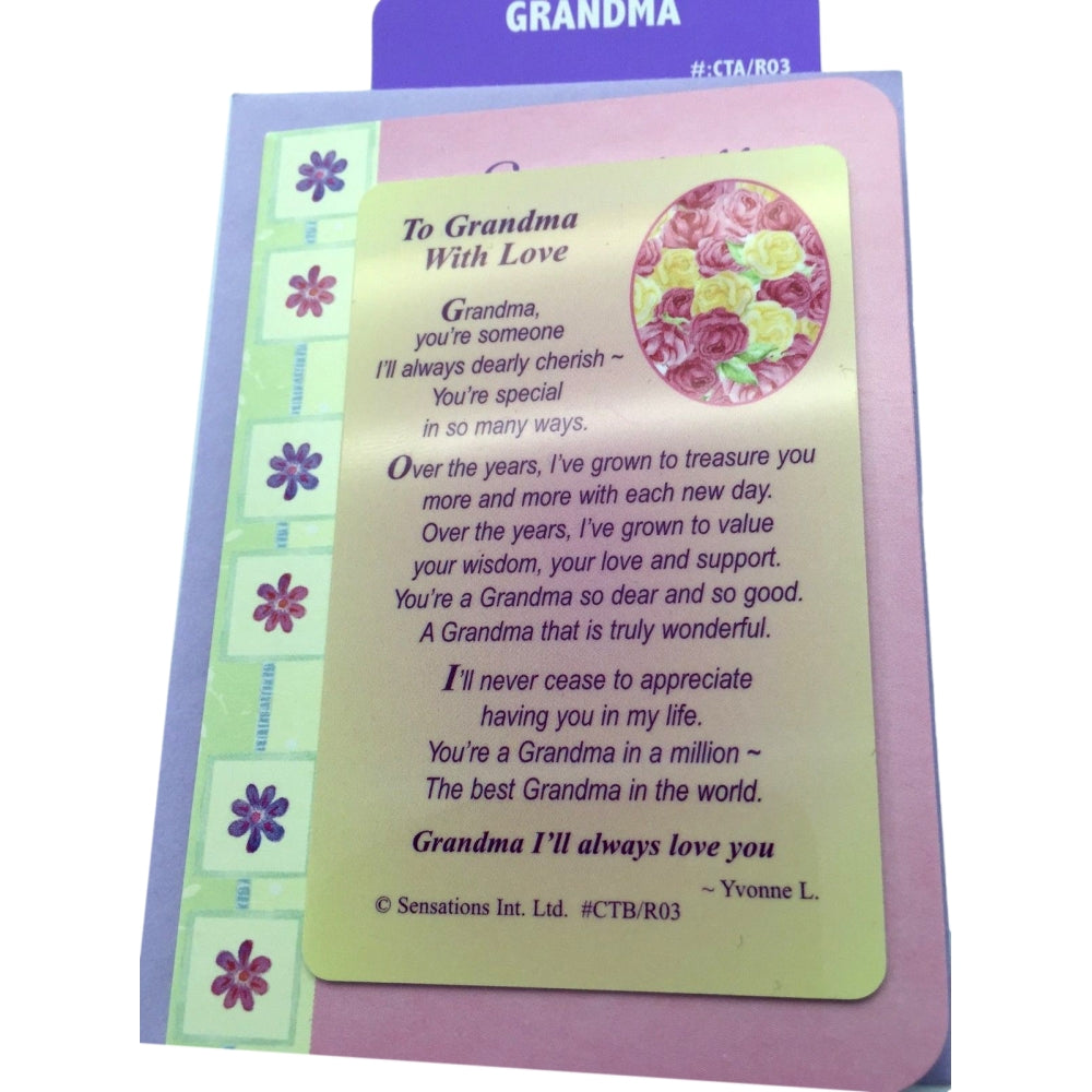 To Grandma With Love..Wallet Card (Sentimental Keepsake Wallet / Purse Card)