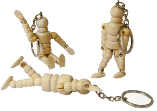 2.5" Wooden Manikin Keyring - Movable Wood Limbs