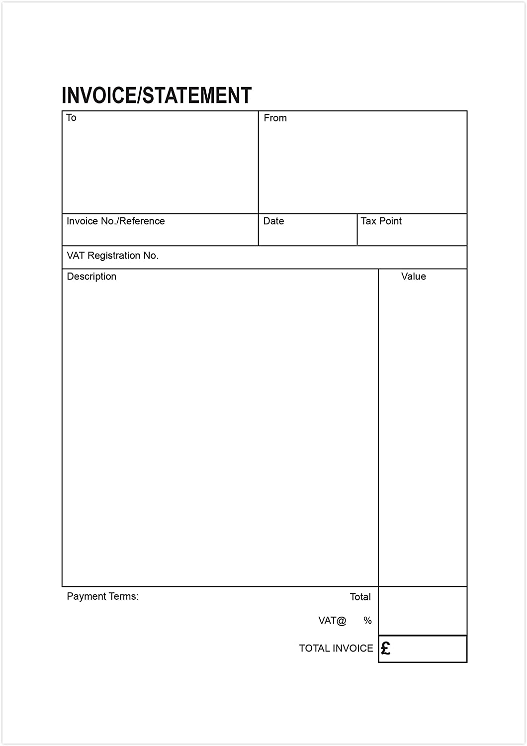 A5 Numbered 1-50 Carbonless Invoice Statement Duplicate Book