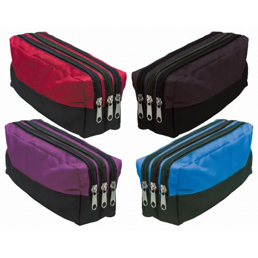 Triple Zip Rectangular Pencil Case