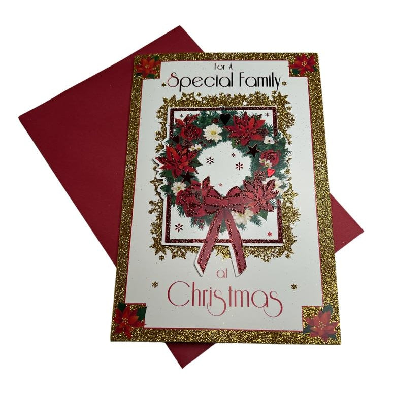 To a Special Family Floral Wreath Design Christmas Card