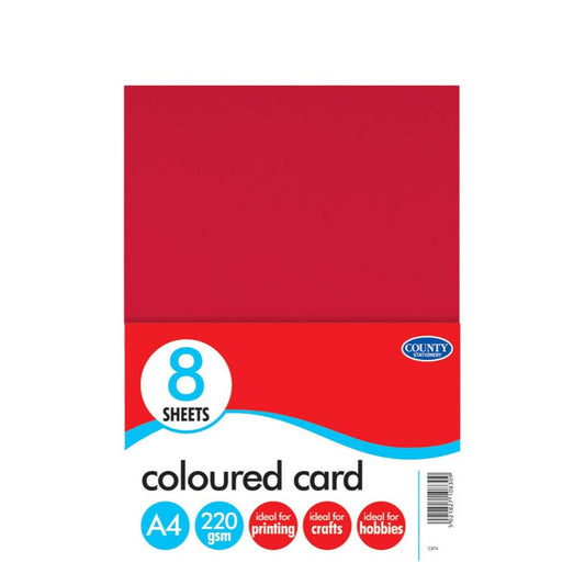 8 A4 Coloured Cards 220gsm