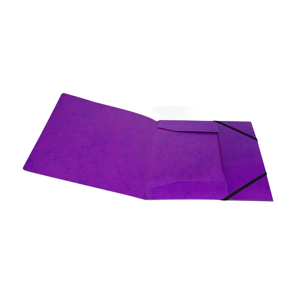 A4 Purple Card 3 Flap Folder With Elastic Closure