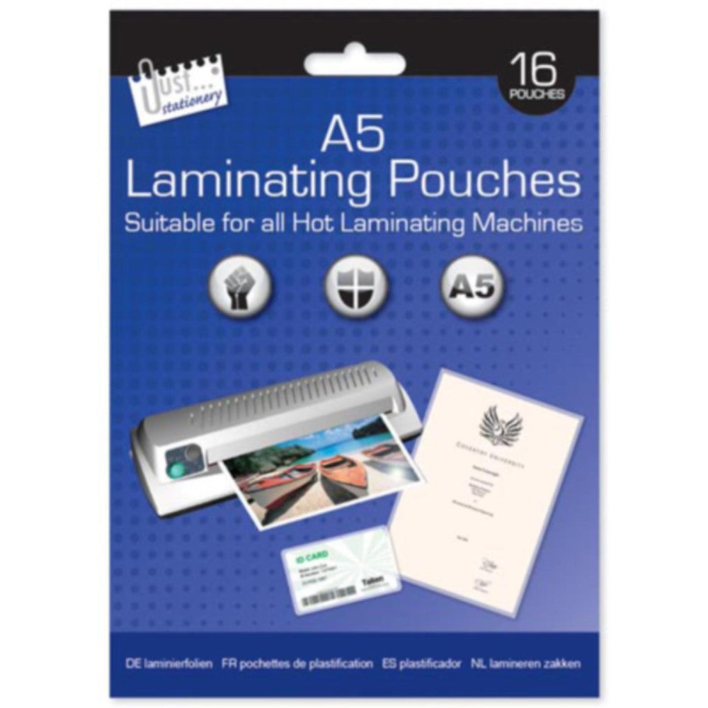 Pack of 16 A5 laminating Pouches