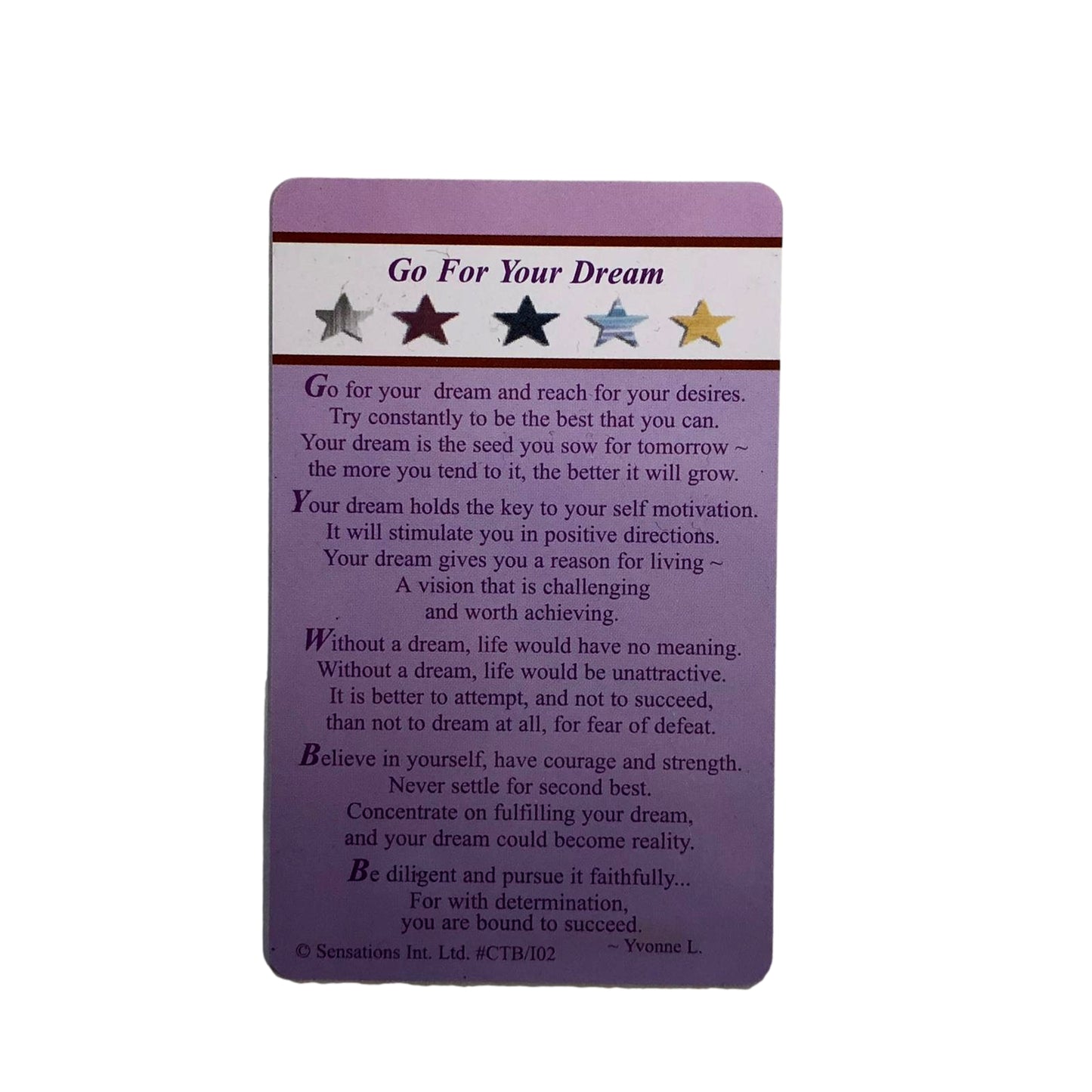 Go For Your Dream... Wallet Card (Sentimental Keepsake Wallet / Purse Card)