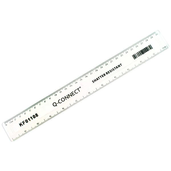 Shatter Resistant Ruler 30cm Clear (Pack of 10)