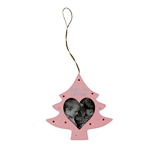 Baby's 1st Christmas Pink MDF Christmas Tree Photo Hanging Decoration