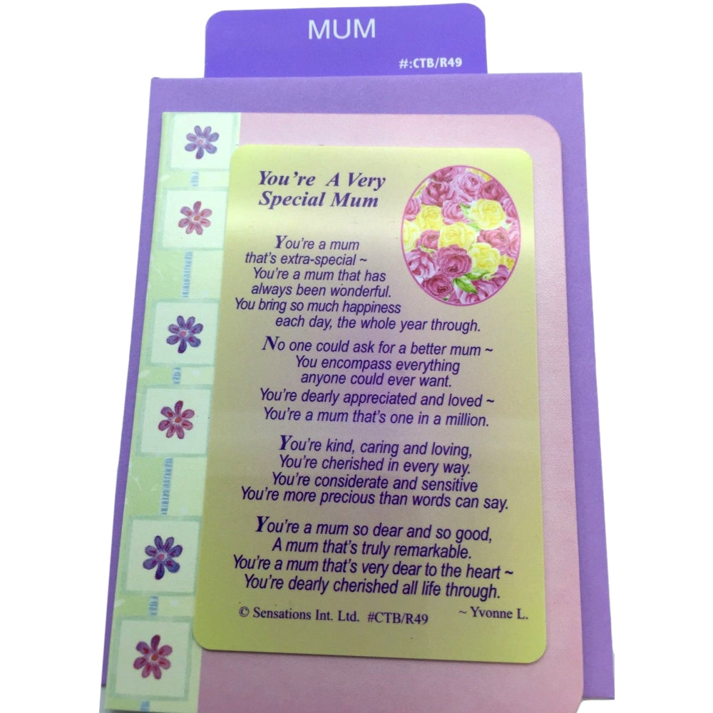 You`re A Very Special Mum(Sentimental Keepsake Wallet / Purse Card)...