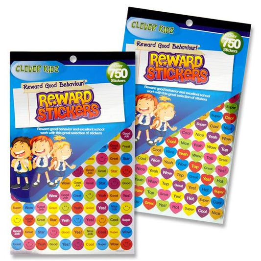 Pack of 750+ Reward Stickers by Clever Kidz