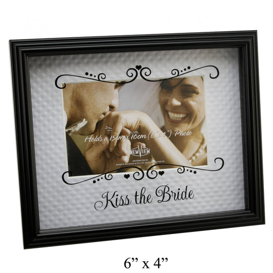 Wedding Bride & Groom Glass Printed Picture Photo Frame "Kiss The Bride" 6"x 4"