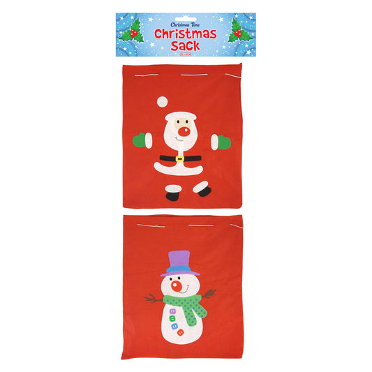 Santa and Snowman Design Christmas Sack  50 X 60 Cm