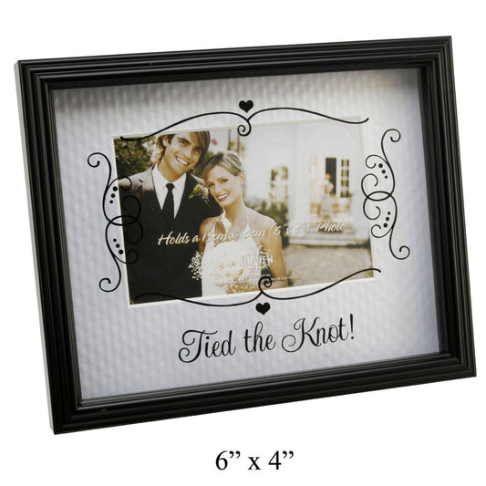 Wedding Bride & Groom Glass Printed Picture Photo Frame "Tied the Knot"