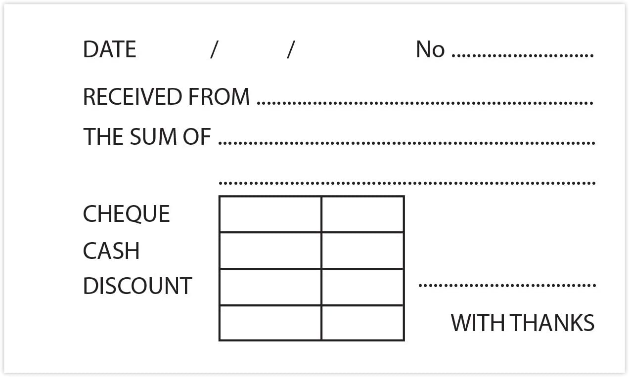 Duplicate Cash Receipt Book 30 Gummed Receipts (63 x 105mm)