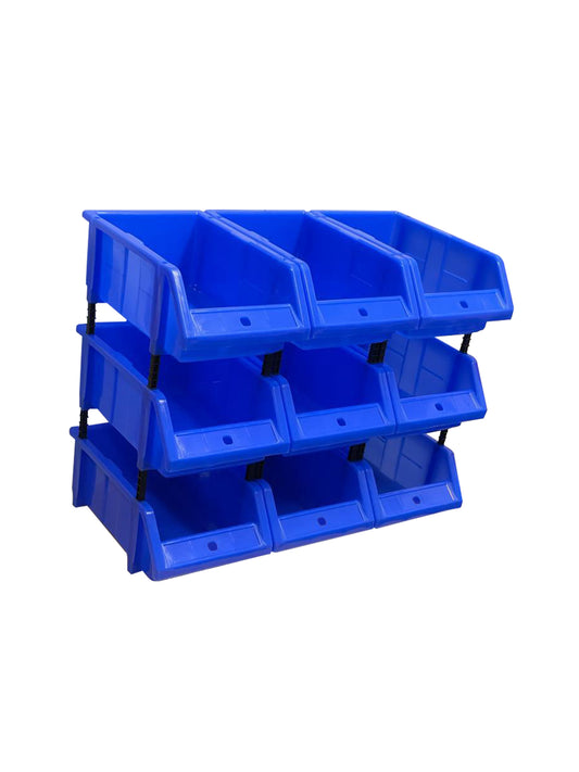 Stackable Blue Storage Pick Bin with Riser Stands 325x210x130mm