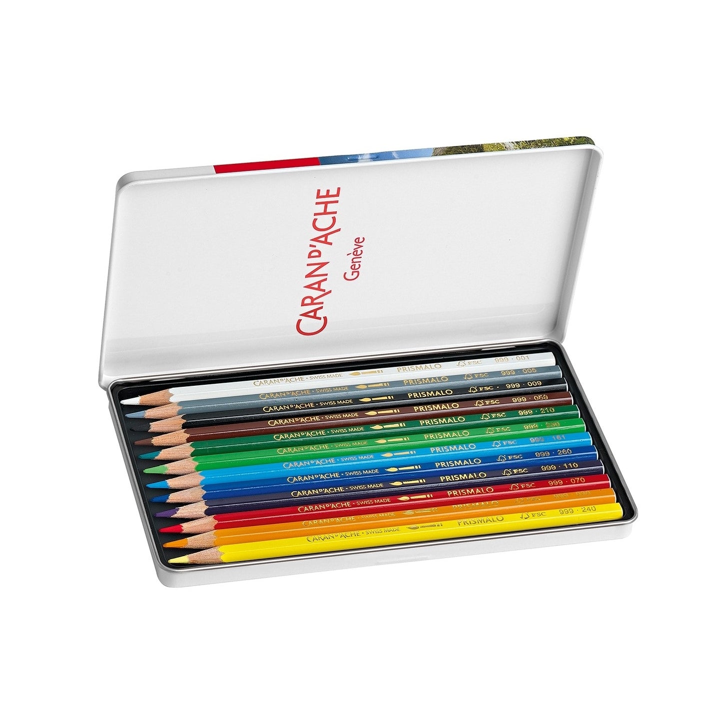 Caran D'Ache Prismalo Aquarelle Water Soluble Colouring Pencils - 12 Tin