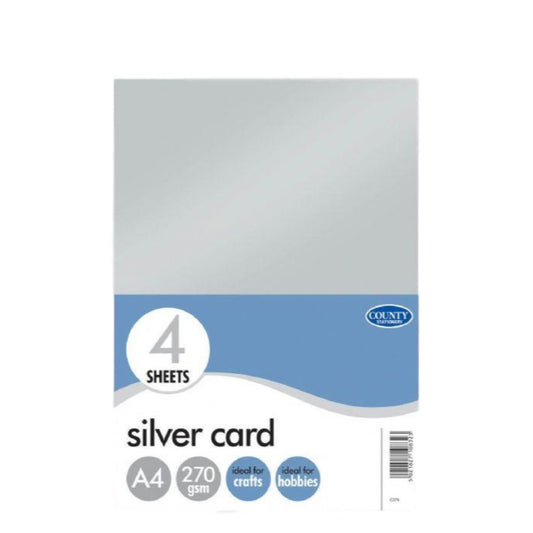 Pack of A4 Silver Card Sheets