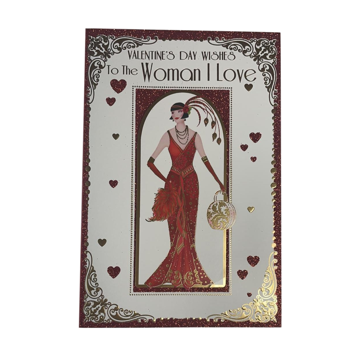 To The Woman I Love Lady In Red Gown Design Valentine's Day Card