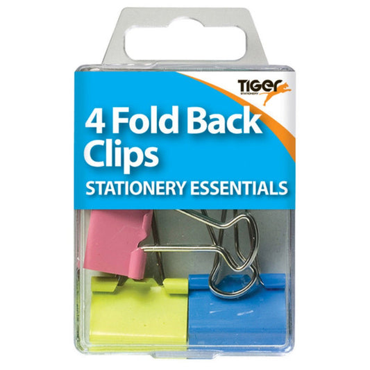 Pack of 4 Coloured Fold Back Clips