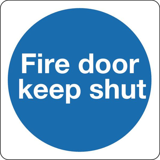 Safety Sign Fire Door Keep Shut 100x100mm Self-Adhesive (Pack of 5) KM14AS