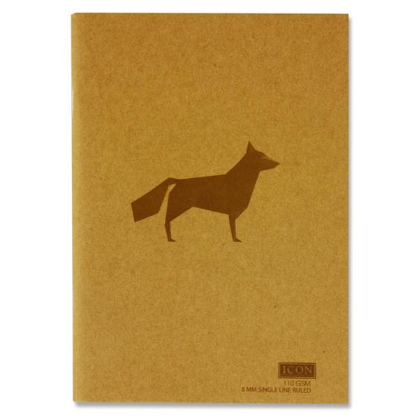 A5 80 Pages 110gsm Animalia Design Kraft Notebook by Icon Art