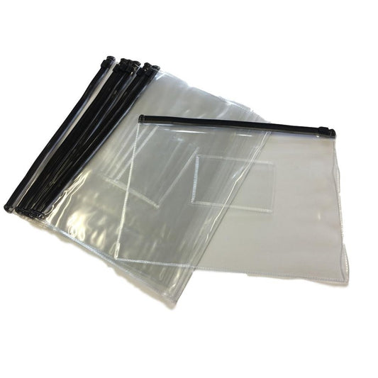 Pack of 12 A5 Black Zip Zippy Bags