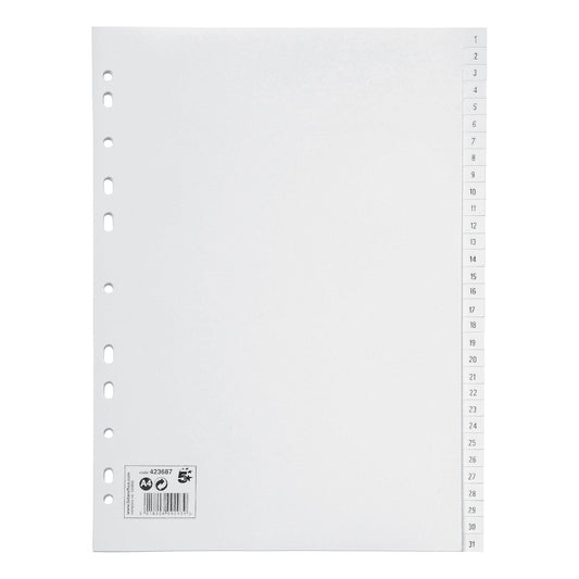 5 Star Office Polypropylene Index A4 White 1-31