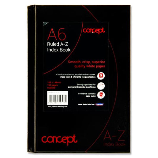 A6 192 Pages A-Z Index Hardcover Book by Concept