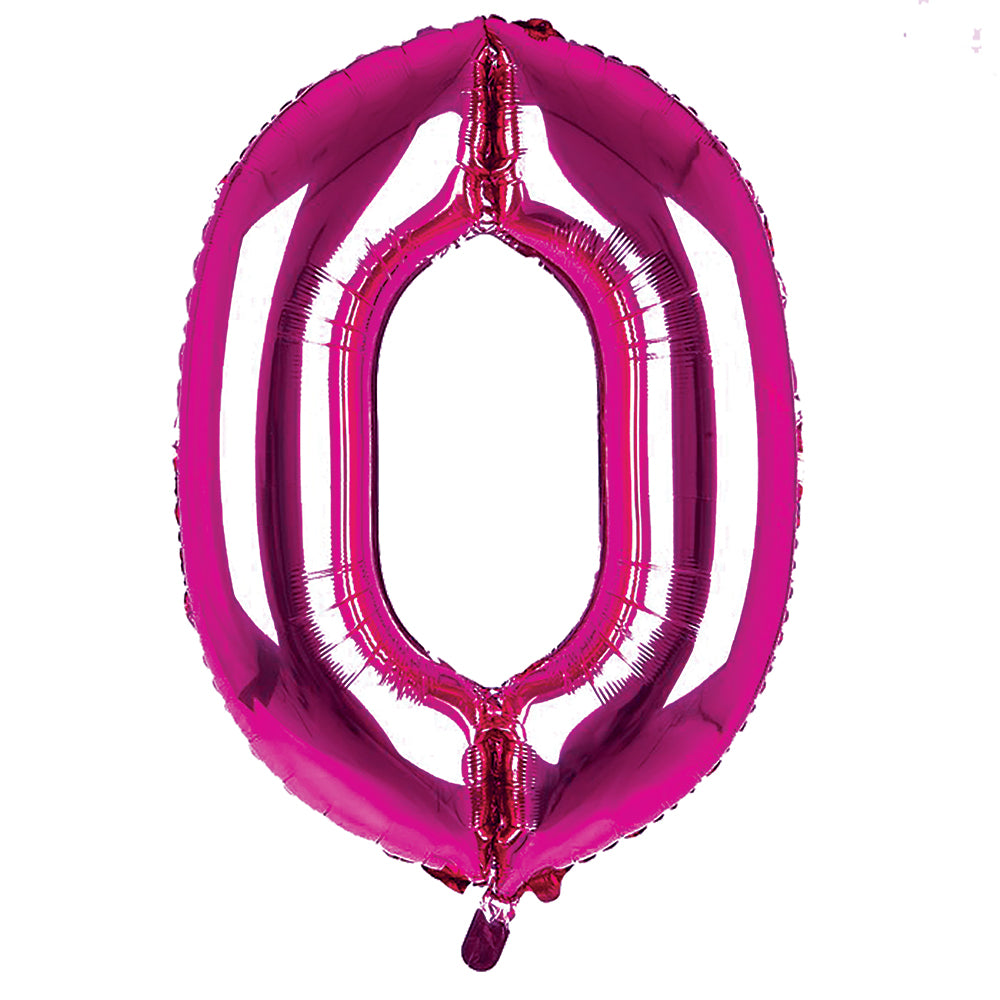 Giant Foil Dark Pink 0 Number Balloon