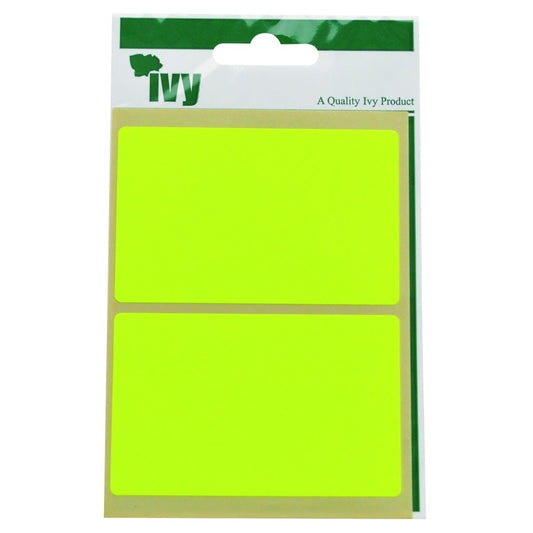 Pack of 8 Yellow Fluorescent 50x80mm Rectangular Labels