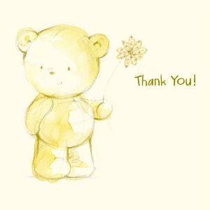 Pack of 8 Cute Cream Teddy Thank You Cards