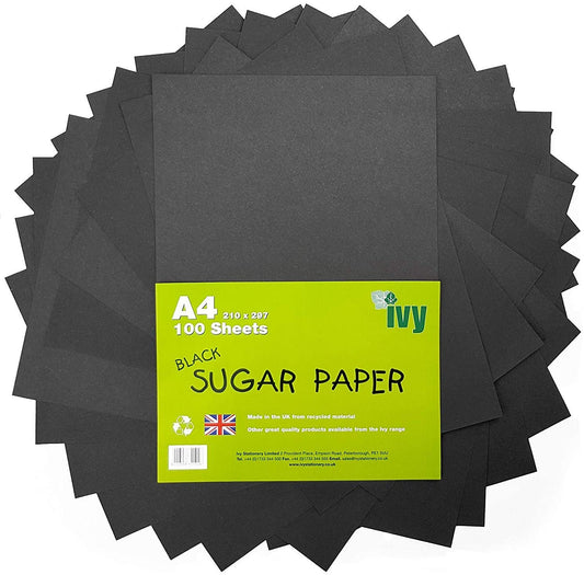 Pack of 100 A4 Black Sugar Paper