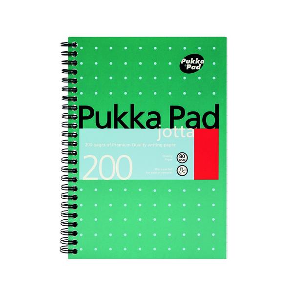 Pack of 3 200 Pages A5 Pukka Pad Ruled Wirebound Metallic Jotta Notebooks