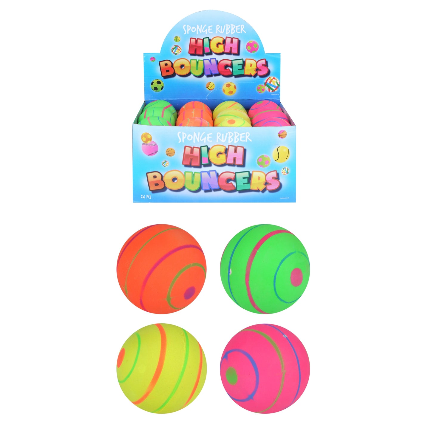 Pack of 24 Bouncing Ball Circles 6.2 cm Assorted Colours