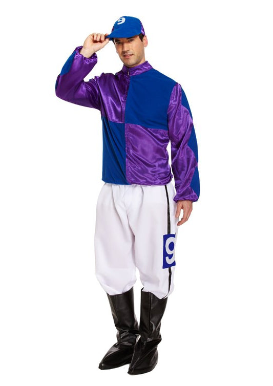 Adult Jockey Purple and Blue Fancy Dress Costume