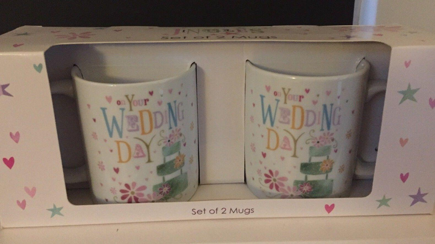 Blue Eyed Sun 'On your Wedding Day' Set of Two Mugs