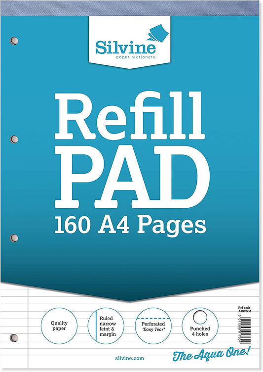 A4 Narrow Feint and Margin Refill Pad (210x297mm)