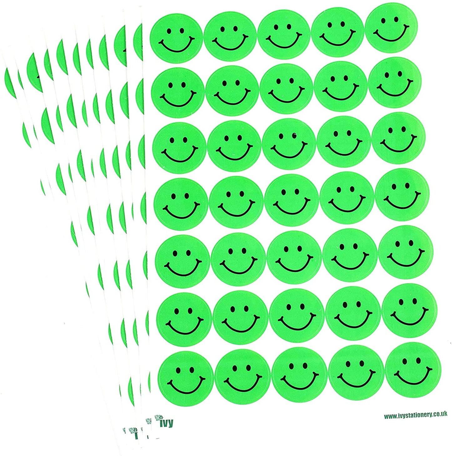 Pack of 420 Green A5 Smiley Face Stickers