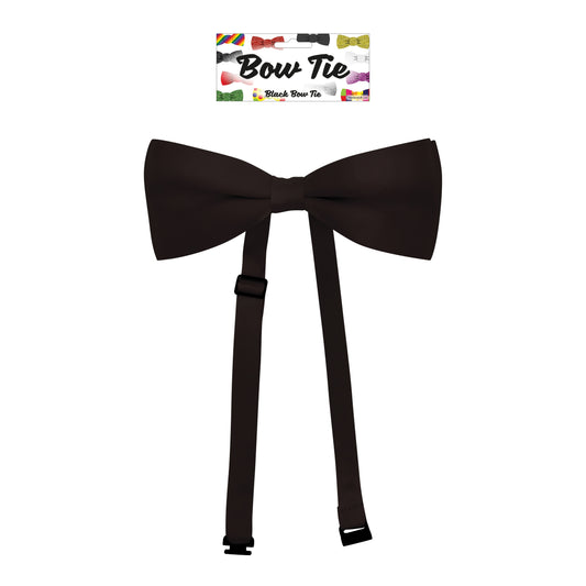 Mens Satin Plain Black Pre Tied Ajustable Bow Tie