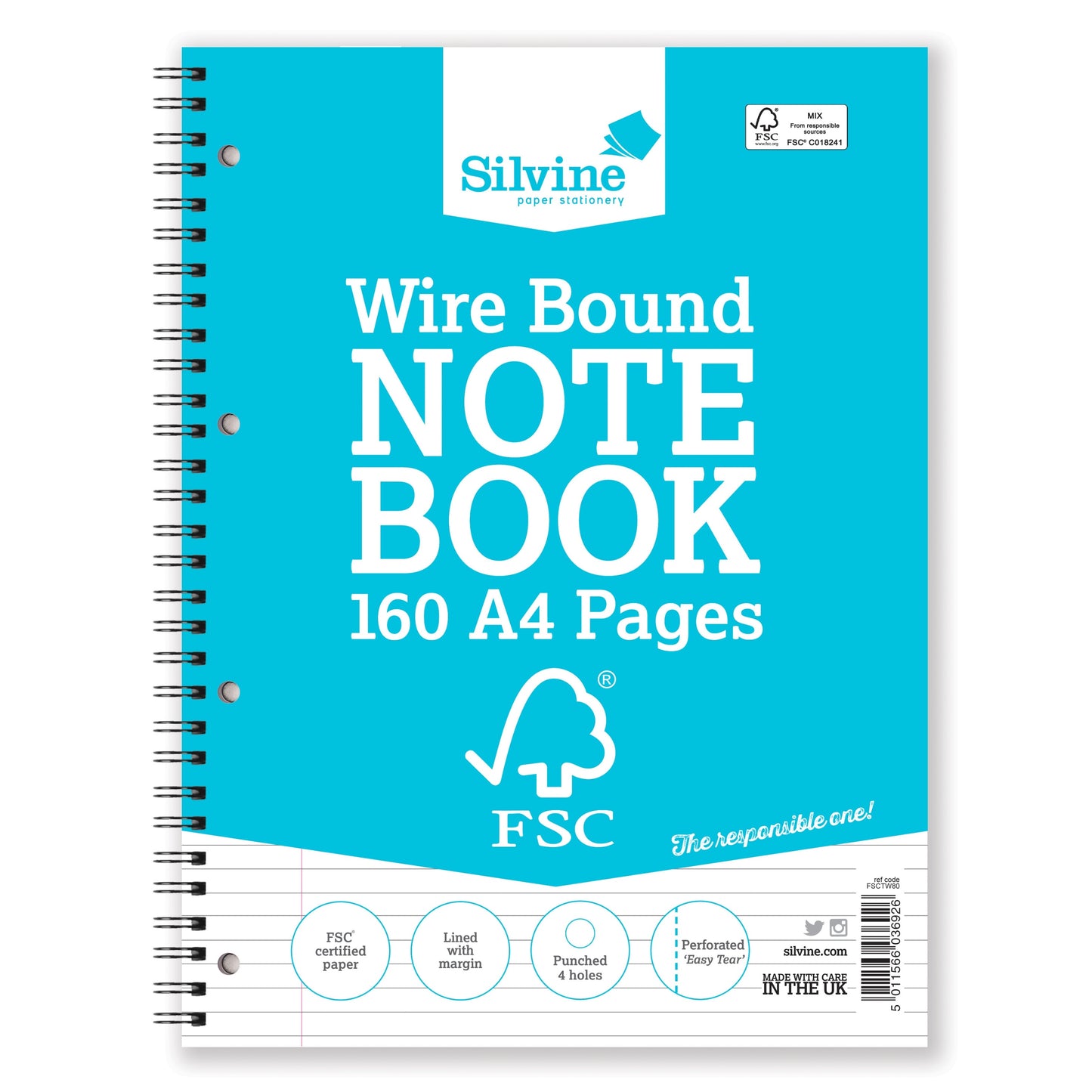 A4 FSC Certified Wirebound Notebook 160 Pages