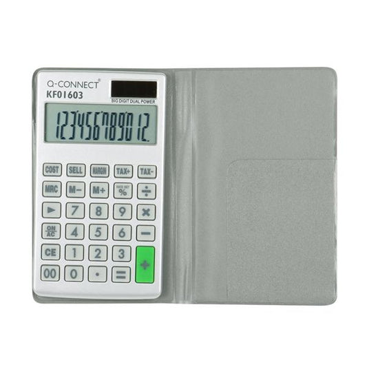 Q-Connect Silver Large 12-Digit Pocket Calculator KF01603