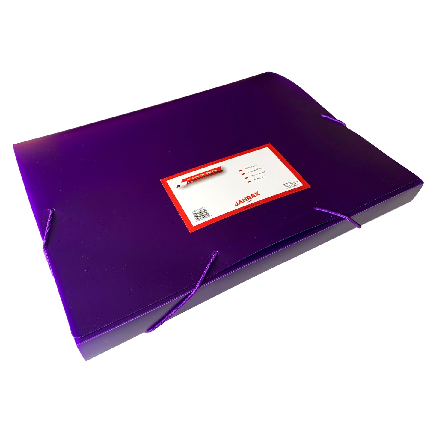 A4 Clearview Purple Box File with Elastic Closure